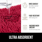 GORILLA GRIP Bath Rug Mat 44x26, Thick Soft Absorbent Chenille, Quick Dry Microfiber Mats, Rubber Backing Washable Shower Floor Rugs, Bathmat Runner, US Designed Bathroom Home Decor Accessories Red