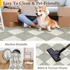 6x9 Checkered Area Rugs for Living Room Grey Machine Washable Large Rug Non-Slip Stain Resistant Low Pile Boho Accent Indoor Throw Carpet for Bedroom Dining Room Classroom