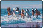 Horse Run Gallop in Waves Ocean Area Rug Washable Outdoor Rugs Anti-Slip Soft Carpet Entryway Indoor Door Mat for Bedroom,Living Room,Porch,Terrace and Entrance Decor 8'x 5'