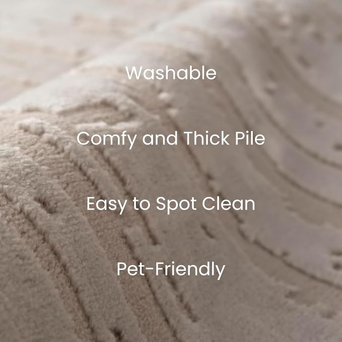 Revival Rugs Ebb 5'3"x8' Washable Area Rug for Living Room Bedroom - 100% Recycled Oeko-TEX Certified, Medium Pile, Taupe