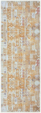 GLN Rugs Traditional Collection - Machine Washable Area Rug, Traditional Washable, Non Slip, Low Pile Chenille Rug, Living Room, Bedroom, Kitchen Rug (2'6" x 7' Sand/Light Gray)