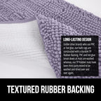 GORILLA GRIP Bath Rug Mat 60x24 Thick Soft Absorbent Chenille, Quick Dry Microfiber Mats, Rubber Backing Washable Shower Floor Rugs, Bathmat Runner Bathroom Home Decor Accessories Light Purple