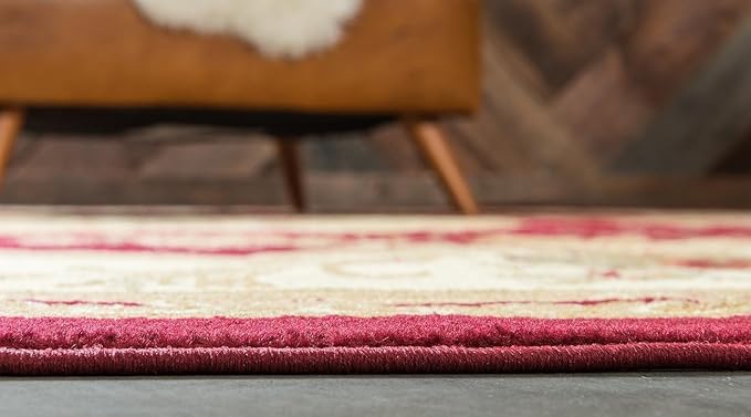 Unique Loom Versailles Collection Traditional Classic Floral Motif Area Rug (4' 0 x 4' 0 Square, Burgundy/ Ivory)