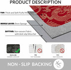 Dragon Bath Mat for Bathroom Traditional Flying Mascot Animal Chinese Dragons Red Bath Rugs Door Mat Non Slip Rubber Backed Bathroom Floor Mat for Bathtub Sink Shower 16"X24"