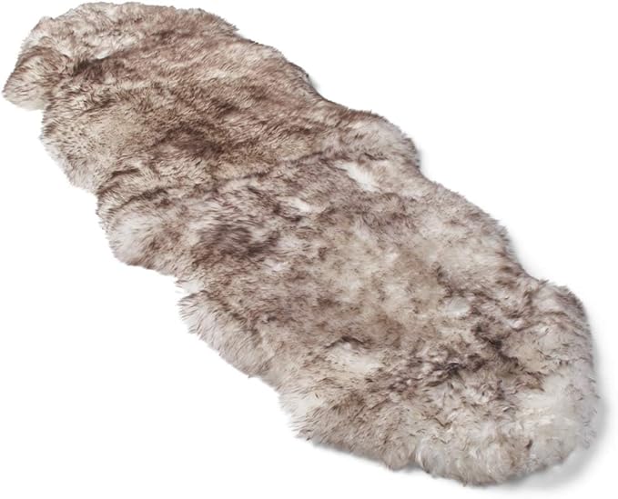 Real Sheepskin Rug 2x6 ft | Sheepskin Rugs for Living Room and Sofa | Bedside Rugs for Bedrooms | Large Fluffy Rug is Breathable & Heat-regulating in Color Snow Peak
