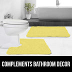 GORILLA GRIP Bath Rug Mat, Thick Soft Absorbent Chenille, Rubber Backing Quick Dry Microfiber Mats, Machine Washable Rugs for Shower Floor, Bathroom Runner Bathmat Accessories Décor, Contour, Yellow