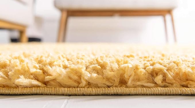 Unique Loom Davos Shag Collection Area Rug - Solid (5' 3" x 8' Rectangle, Sun Yellow)
