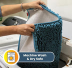 Muddy Mat® AS-SEEN-ON-TV Highly Absorbent Microfiber Door Mat and Pet Rug, Non Slip Thick Washable Area and Bath Mat Soft Chenille for Kitchen Bathroom Bedroom Indoor and Outdoor - Sky Blue 24" x 96"