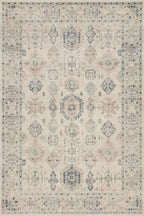 Loloi II Hathaway Collection HTH-05 Steel/Ivory 7'-6" x 9'-6" , .25" Thick, Runner Rug, Soft, Durable, Printed, Modern, Low Pile, Non-Shedding, Easy Clean, Living Room Rug
