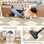 6x9 Checkered Area Rugs for Living Room Beige Machine Washable Large Rug Non-Slip Stain Resistant Low Pile Boho Accent Indoor Throw Carpet for Bedroom Dining Room Classroom