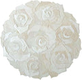 Round Floral Area Rug – Elegant Textured Rose Design – Soft Decorative Circle Mat with Non-Slip Backing for Living Room, Bedroom, Nursery, or Entryway (White_5x5 ft)