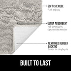 GORILLA GRIP Bath Rug Mat 60x17, Soft Absorbent Chenille, Quick Dry Microfiber Mats, Rubber Backing Washable Shower Floor Rugs, Bathmat Runner, US Designed Bathroom Home Decor Accessories Light Gray