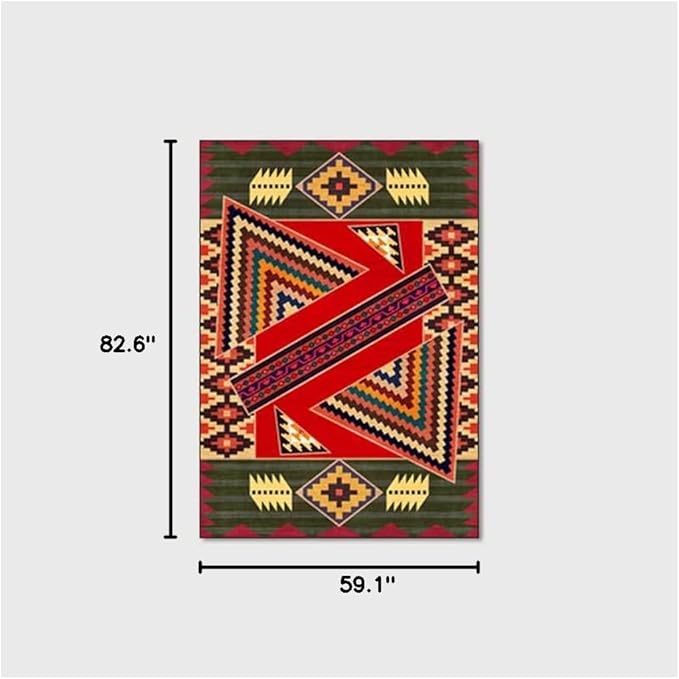Vintage Boho Area Rugs Multicolor Ethnic Style Geometric Splicing Carpets Bedroom Living Room Kitchen Floor Mats Indoor Outdoor Non-Shedding Runner Rug Home Décor Carpet 5' X 7'