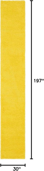 Unique Loom Solid Shag Collection Area Rug (2' 6" x 16' 5" Runner, Tuscan Sun Yellow)