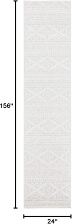 SAFAVIEH Tulum Collection Runner Rug - 2' x 13', Ivory & Light Grey, Moroccan Boho Tribal Design, Non-Shedding & Easy to Clean, Ideal for Living Room, Hallway, Foyer, Bedroom (TUL272G)