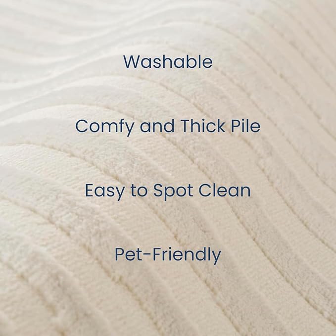 Revival Rugs Soloba 2'7"x9' Machine Washable Runner Rug for Hallway Entryway - 100% Recycled Oeko-TEX Certified, Medium Pile, Beige, Cream
