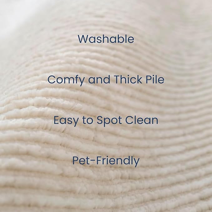 Revival Rugs Stripe 7'10"x10' Washable Area Rug for Living Room Bedroom - 100% Recycled Oeko-TEX Certified, Medium Pile, Beige, Cream