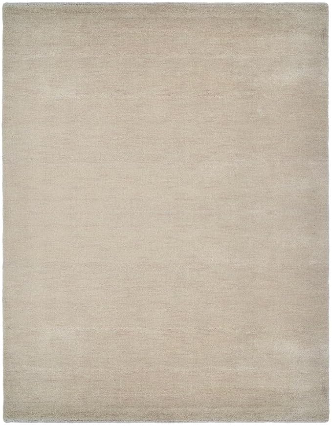 Hand Knotted Loom Wool ECO-Friendly Area Rugs - 5'7''x7'10'', Rectangle, Beige Color, Solid Plain Design, High Pile Thick Handmade Anti Skid Rugs for Living Room (L00111)