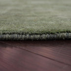 Hand Knotted Loom Wool ECO-Friendly Area Rugs - 8'x8', Octagon, Green Color, Solid Plain Design, High Pile Thick Handmade Anti Skid Area Rugs for Living Room, Bed Room (L00111)