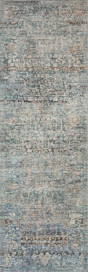 Loloi Amber Lewis Billie Collection, Denim & Blush, 2'-0" x 5'-0" Accent Rug – Antique & Distressed Accent Rugs for Living Room, Bedroom, Entryway & Hallway, No Shed High Traffic Area Home Decor Rug