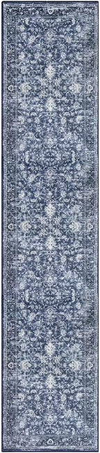 KILOCOCO Runner for Hallway 2.6x16 Runner Rug Printed Vintage Floral Washable Rug Kitchen Runners Soft Non-Slip Low Pile Hallway Runners Laundry Room Distressed Boho Rugs, Blue