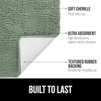 GORILLA GRIP Bath Rug Mat 30x20, Thick Soft Absorbent Chenille, Quick Dry Microfiber Mats, Rubber Backing Washable Shower Floor Rugs, US Designed Bathroom Bathmat Home Decor Accessories, Sage Green