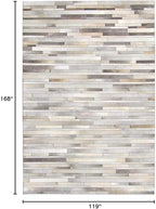 Cowhide Leather Rug for Living Room 9.9x14 Natural Leather Rug Modern Stripes Style Floor Carpet for Home Decor | Superior Indoor Area Rug, Dark Grey