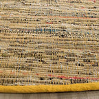 SAFAVIEH Rag Rug Collection 4' Round Yellow / Multi RAR121H Handmade Boho Stripe Cotton Area Rug
