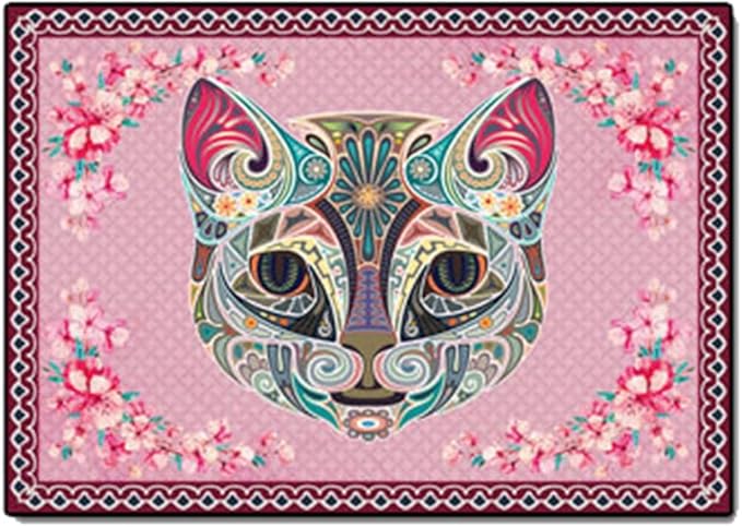 Cartoon Animal Pattern Area Rug Cute Cat Luxury Floral Decor for Carpet Farmhouse Bedroom Living Room Rugs Bathroom Kitchen Runner Mat Indoor Outdoor Non Slip Doormat 2' X 9'