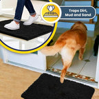 Muddy Mat® | Super Absorbent Door Mat Indoor, Microfiber Quick Dry Chenille Entryway Rug, Non-Slip Front Door Mat, Indoor Mats for Entryway, Machine Washable Pet Rug, Black XL 59"X35"