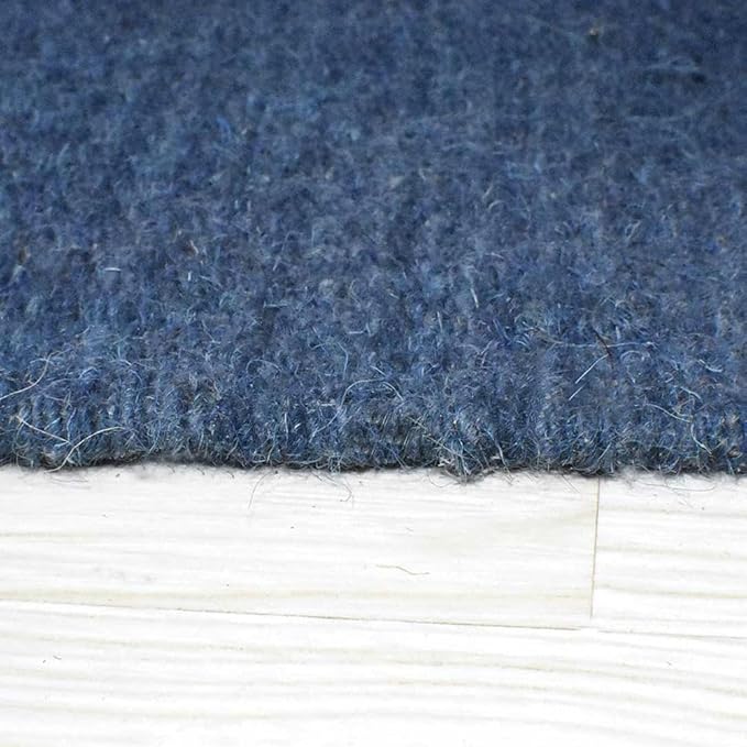 Rugsotic Carpets Hand Woven Flat Weave Kilim Wool ECO-Friendly Area Rugs - 9'x12', Rectangle Shape, Blue Color, Solid Plain Design, Low Pile Handmade Area Rugs for Living Room, Bed Room (D00111)