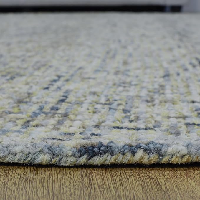 Hand Tufted Wool ECO-Friendly Area Rugs - 8'x8', Round Shape, Light Green, Solid Plain Design, High Pile Thick Handmade Anti Skid Area Rugs for Living Room, Bed Room (KWC111)