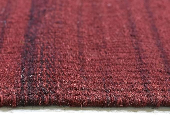 Rugsotic Carpets Hand Woven Flat Weave Kilim Wool ECO-Friendly Area Rugs - 10'x13', Rectangle Shape, Dark Red Color, Solid Plain Design, Low Pile Handmade Rugs for Living Room, Bed Room (D00111)
