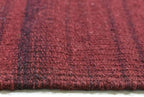 Rugsotic Carpets Hand Woven Flat Weave Kilim Wool 4'x6' Area Rug Solid Dark Red D00111
