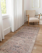 Loloi Hathaway Collection HTH-06 Blush/Multi 5'-0" x 7'-6", .25" Thick Area Rug, Soft, Durable, Printed, Modern, Low Pile, Non-Shedding, Easy Clean, Living Room Rug