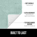 GORILLA GRIP Bath Rug Mat 30x20, Thick Soft Absorbent Chenille, Quick Dry Microfiber Mats, Rubber Backing Washable Shower Floor Rugs, US Designed Bathroom Bathmat Home Decor Accessories, Seablue