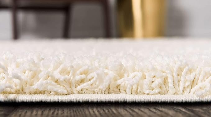 Unique Loom Solid Shag Collection Area Rug (8' x 11' Rectangle, Pure Ivory)