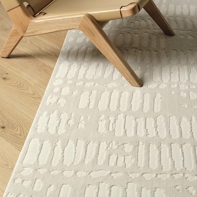 Revival Rugs Shell 9'2"x12'2" Washable Area Rug for Living Room Bedroom - 100% Recycled Oeko-TEX Certified, Medium Pile, Beige, Cream