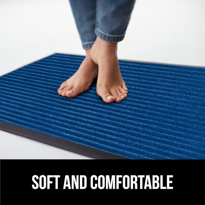 GORILLA GRIP Waterproof Traffic Guard Door Mat, 2 Pack Heavy Duty Entryway Mats, Strong Rubber Back Commercial Utility Rugs for Office Hallway, Garage Floor and Home, Low Profile Carpet, 29x17, Blue
