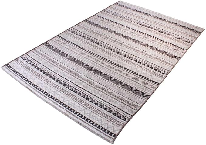 Alfa Rich 5x8 White Black Gray Washable Area Rugs for Living Room Bedroom Kitchen Cotton Decor Rug
