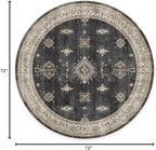 RUGGABLE Washable Vintage Area Rug – Verena Dark Wood 6 ft Round, Stain-Resistant, Non-Slip – Medium Machine Washable Rugs for Living Room, Bedroom, Hallway, Entryway & Office–with Cushioned Pad