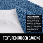GORILLA GRIP Bath Rug Mat 36x24, Thick Soft Absorbent Chenille, Quick Dry Microfiber Mats, Rubber Backing Washable Shower Floor Rugs, Bathmat Runner, US Designed Bathroom Home Decor Accessories Blue