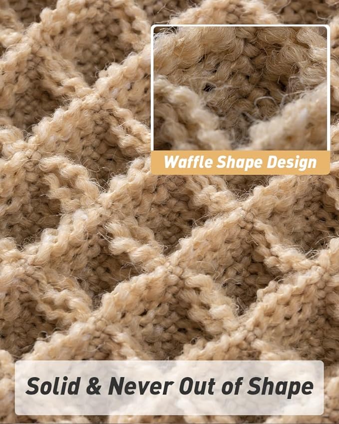 Upgraded Waffle Bath Mat Set of 2, Super Absorbent Non Slip Bath Mats for Bathroom Floor, Machine Washable Boho Bathroom Rugs Set 2 Piece with Tassels, Soft Bathroom Mat Set, 17" x 24" +20" x 32"