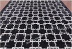 Modern Design Premium Cowhide Leather Carpet with Chevron Pattern, Area Rug (Black/Grey/White, 10x14)