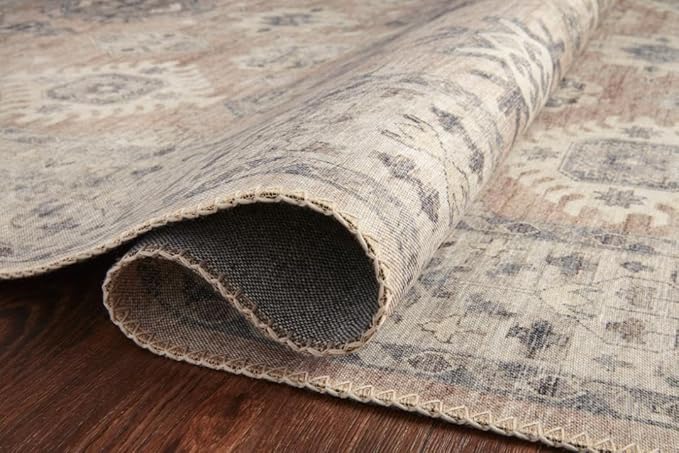 Loloi Hathaway Collection HTH-03 Java/Multi 2'-6" x 7'-6", .25" Thick Runner Rug, Soft, Durable, Printed, Modern, Low Pile, Non-Shedding, Easy Clean, Living Room Rug