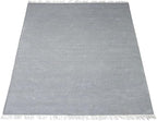 Rugsotic Carpets Hand Woven Flat Weave Kilim Wool ECO-Friendly Area Rugs - 4'x6', Rectangle Shape, Light Silver Color, Solid Plain Design, Low Pile Handmade Rugs for Living Room (D00111)