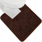 GORILLA GRIP Plush Absorbent Shaggy Chenille Bath Rug Mat for Square Toilet Base with Rubber Backing, Machine Washable Rugs, Soft Microfiber Contour Mats for Toilets, Bathroom Decor, Brown