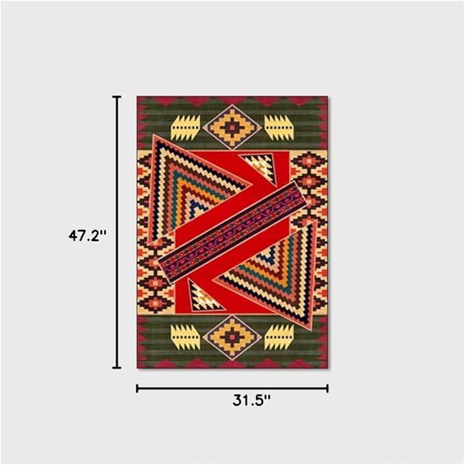 Vintage Boho Area Rugs Multicolor Ethnic Style Geometric Splicing Carpets Bedroom Living Room Kitchen Floor Mats Indoor Outdoor Non-Shedding Runner Rug Home Décor Carpet 2.6' X 4'
