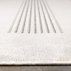 6x9 Rug with Modern Striped Pattern, Stylish Neutral Area Rug in Beige and Cream, Durable Low Pile Decorative Carpet for Living, Dining, or Bedroom
