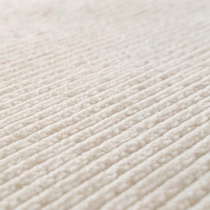 Revival Rugs Stripe 5'3"x8' Washable Area Rug for Living Room Bedroom - 100% Recycled Oeko-TEX Certified, Medium Pile, Beige, Cream